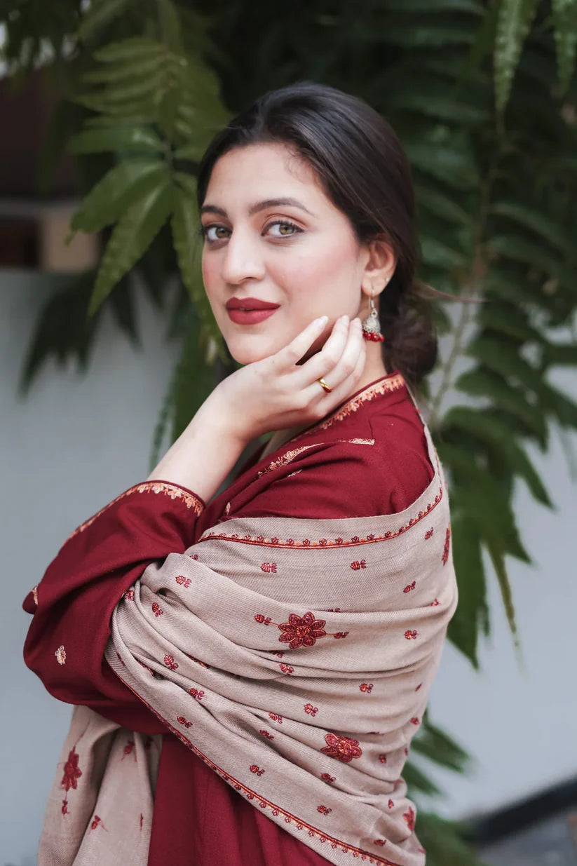 Unstitched Luxury Dhanak Heavy Embroidered 3PC Suit FF4