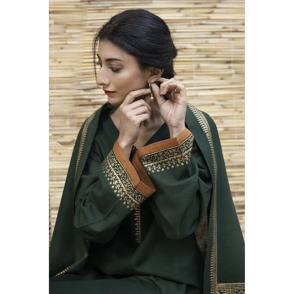 Unstitched Luxury Dhanak Heavy Embroidered 3PC Suit FF1