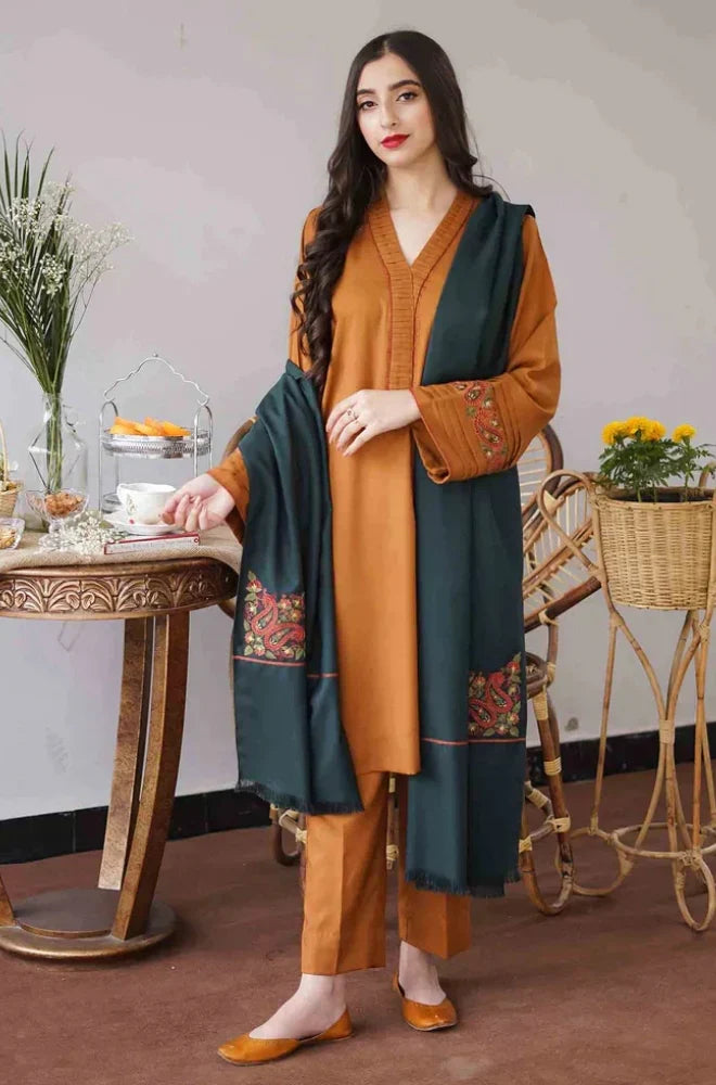Unstitched Luxury Dhanak Heavy Embroidered 3PC Suit FF2