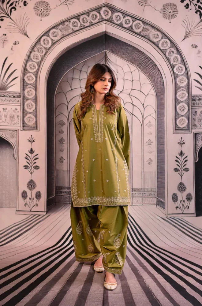 Shirt With Digital Printed Shawl and Embroidered Trouser AB