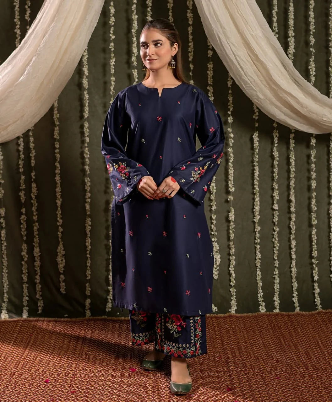Shirt With Digital Printed Shawl and Embroidered Trouser AB