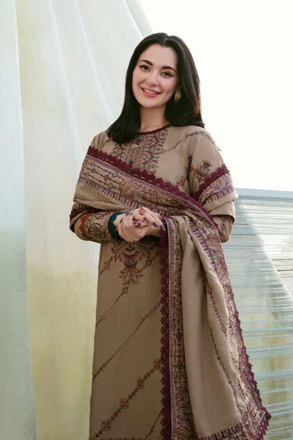 3PC DHANAK EMBROIDERED SHIRT WITH DHANAK EMBROIDERED SHAWL AND TROUSER