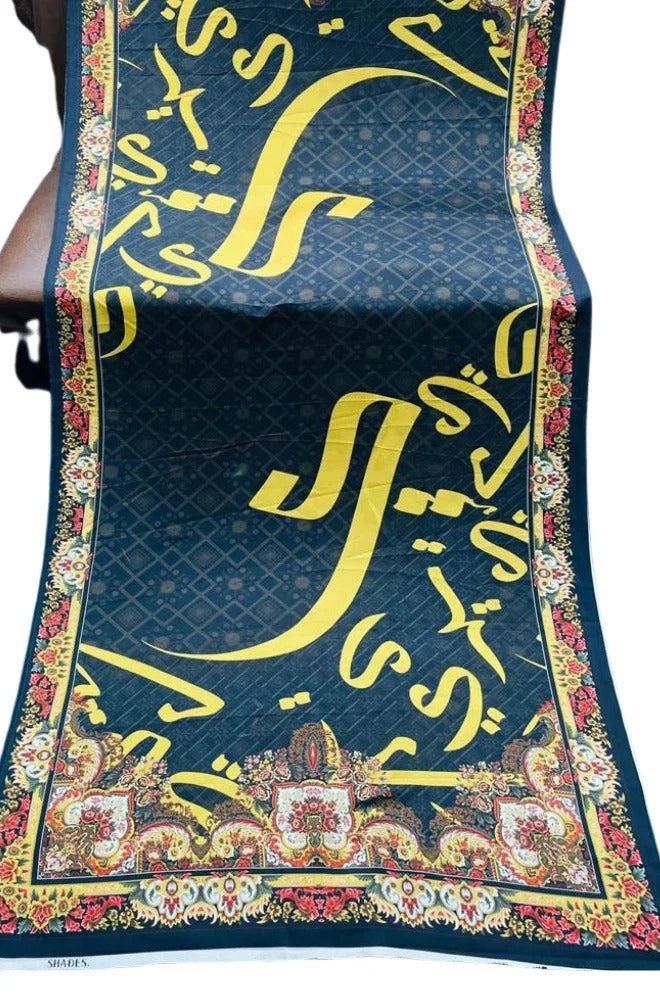 Calligraphy Pashmina Wool Winter Shawl Digital Printed 09