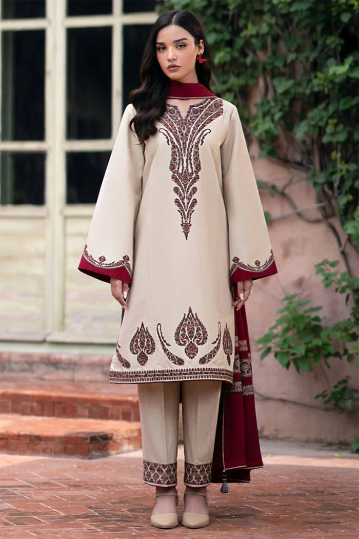 Unstitched Luxury Dhanak Heavy Embroidered 3PC Suit FF5