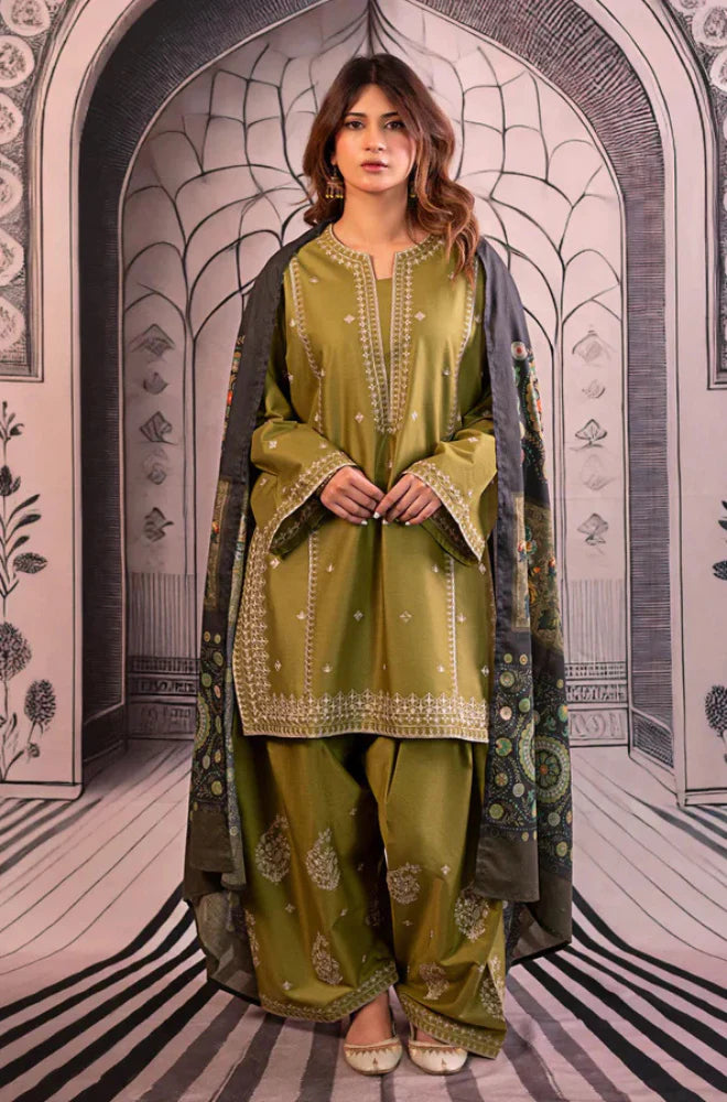 Shirt With Digital Printed Shawl and Embroidered Trouser AB