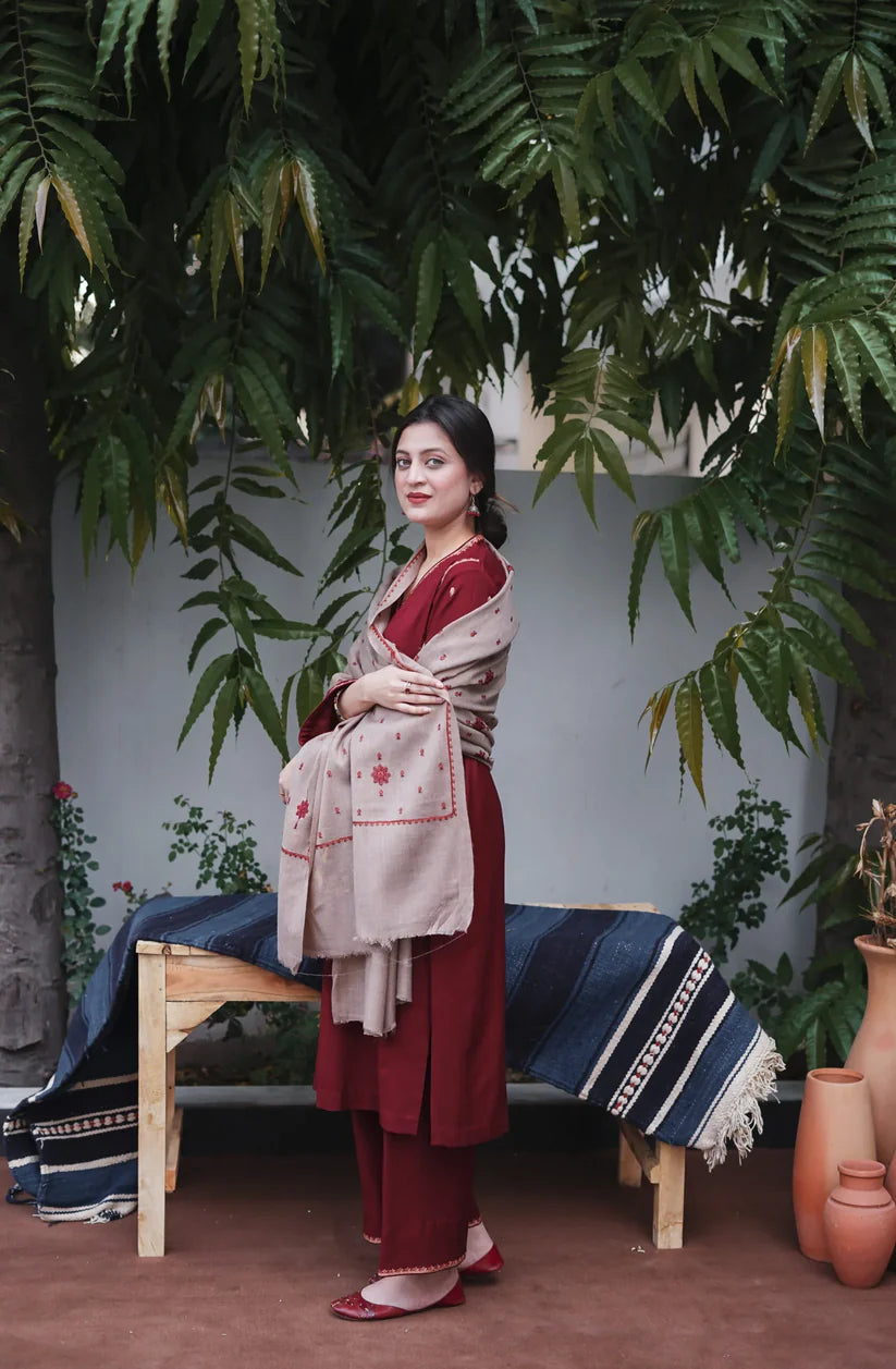 Unstitched Luxury Dhanak Heavy Embroidered 3PC Suit FF4